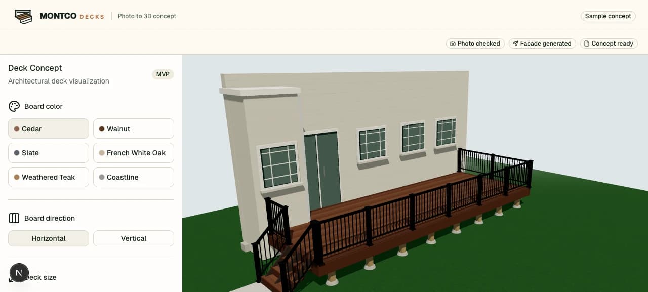 A slate-finish deck with an aluminum railing
