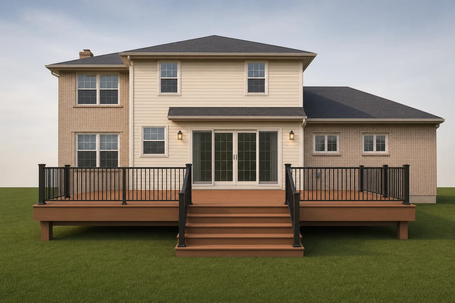 A concept render of a new deck on a home
