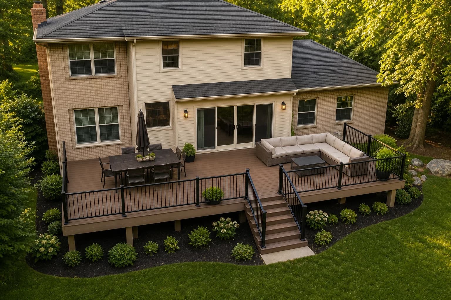 A finished composite deck on a Montgomery County, PA home