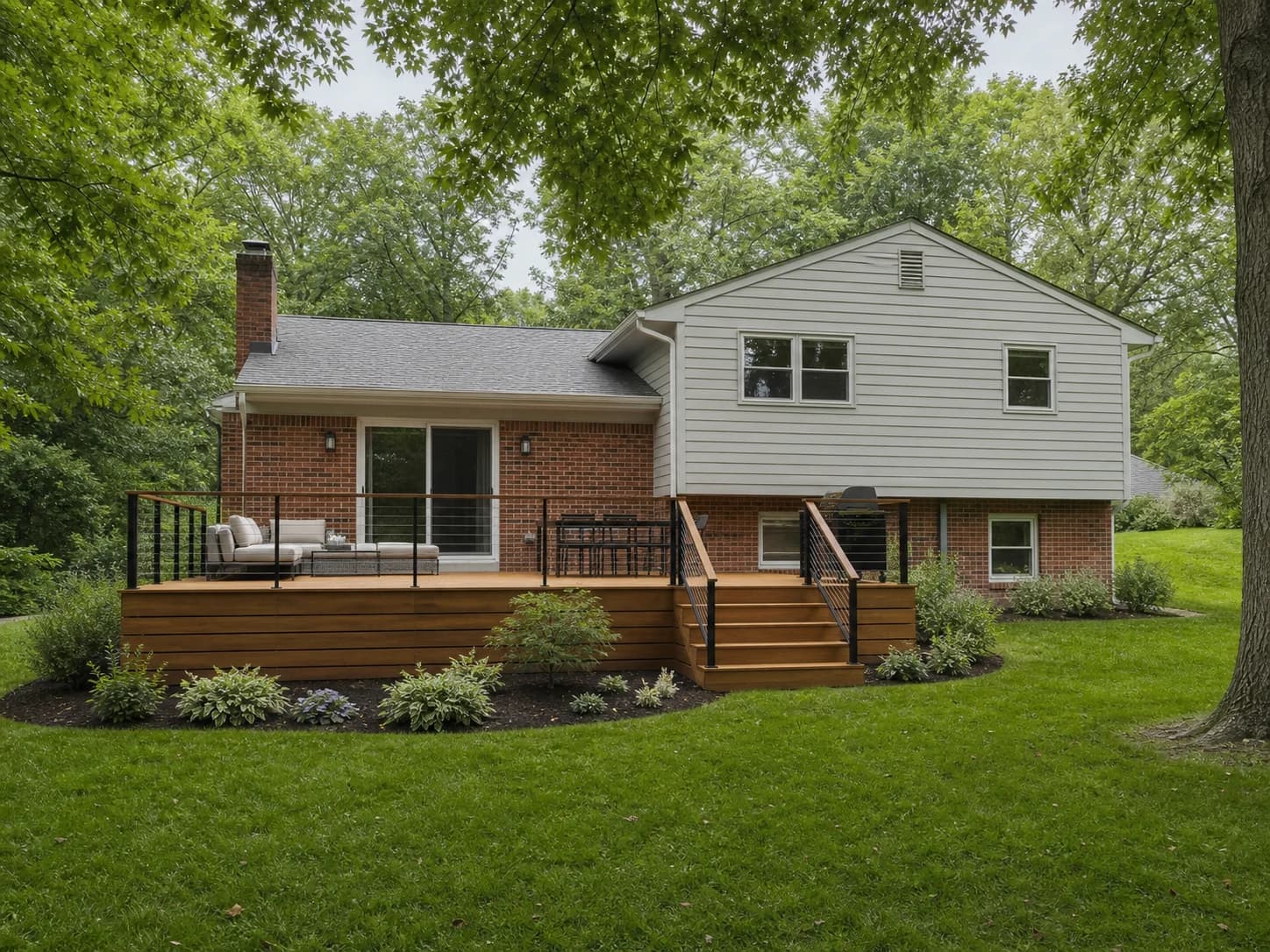 A deck concept on a split-level home